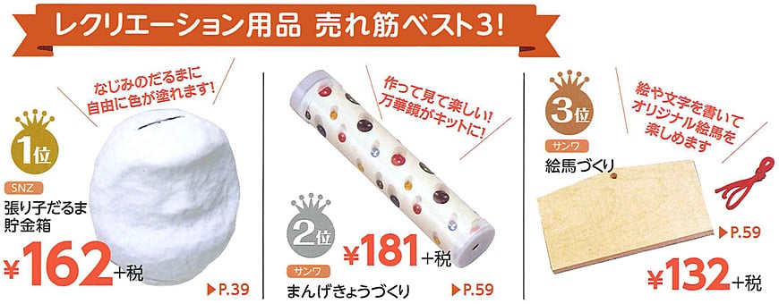 レクリエーション商品の売れ筋ベスト3 レクリエーション商品の売れ筋ベスト3